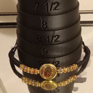 Adjustable Madonna Gold and Black Beaded Bracelet